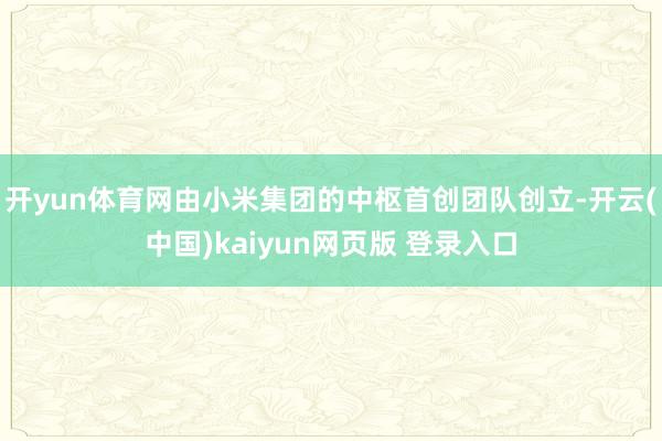 开yun体育网由小米集团的中枢首创团队创立-开云(中国)kaiyun网页版 登录入口