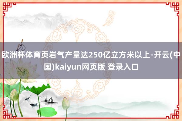 欧洲杯体育页岩气产量达250亿立方米以上-开云(中国)kaiyun网页版 登录入口