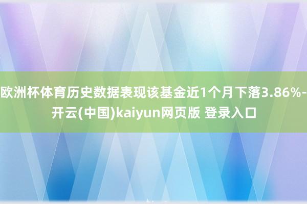欧洲杯体育历史数据表现该基金近1个月下落3.86%-开云(中国)kaiyun网页版 登录入口