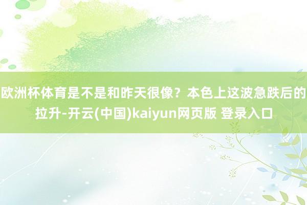 欧洲杯体育是不是和昨天很像？　　本色上这波急跌后的拉升-开云(中国)kaiyun网页版 登录入口