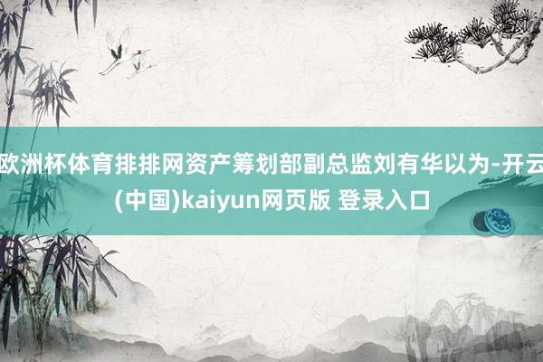 欧洲杯体育　　排排网资产筹划部副总监刘有华以为-开云(中国)kaiyun网页版 登录入口